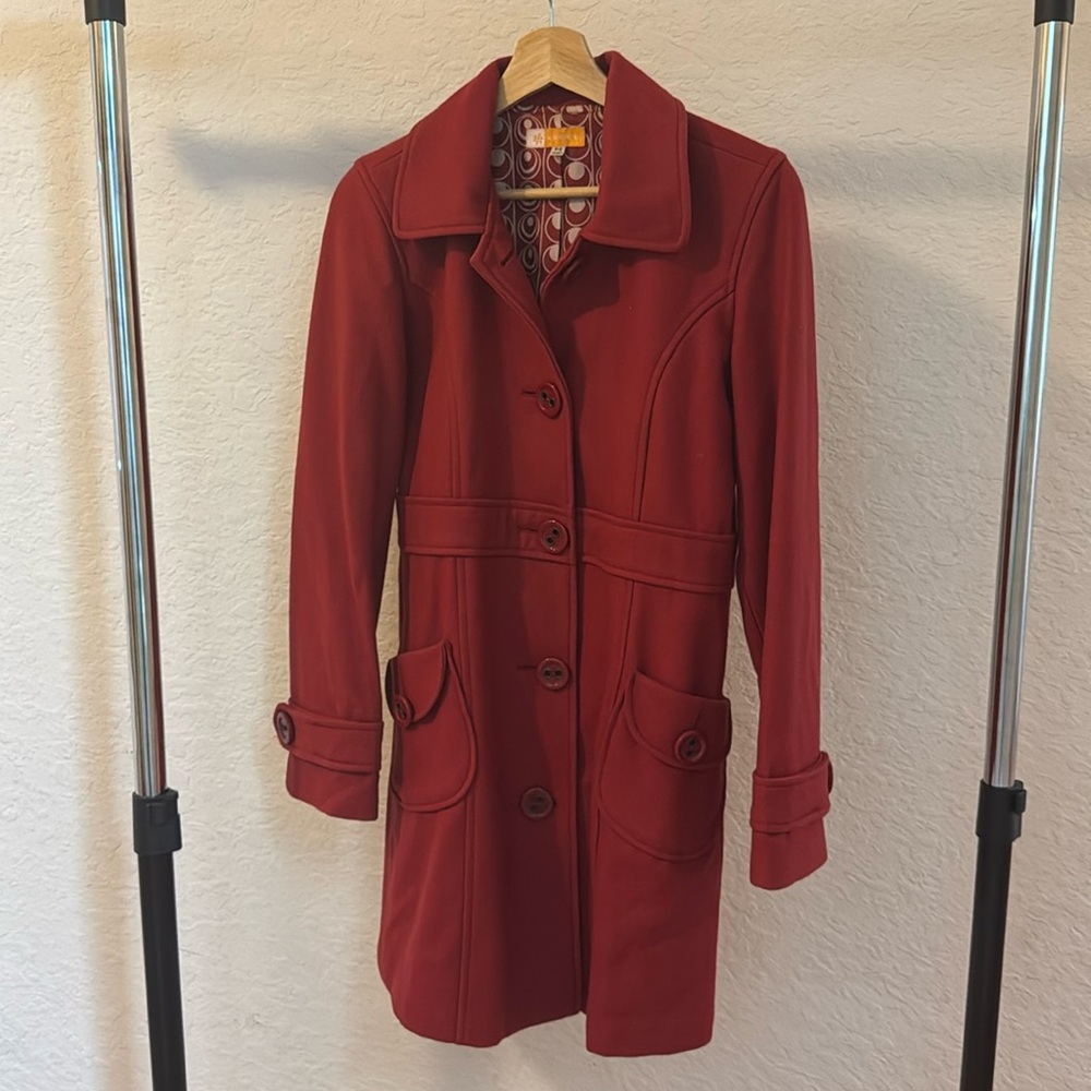 Tulle Anthropologie Red Pea Coat